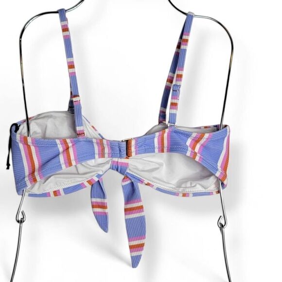 Shade & shore Striped Front Bow Bandeau Bikini Top S 4-6 - Picture 2 of 2